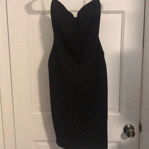 Strapless black bodycon dress